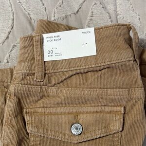 American Eagle Outfitters  Tan Kick Boot size 00 corduroy jeans NWT